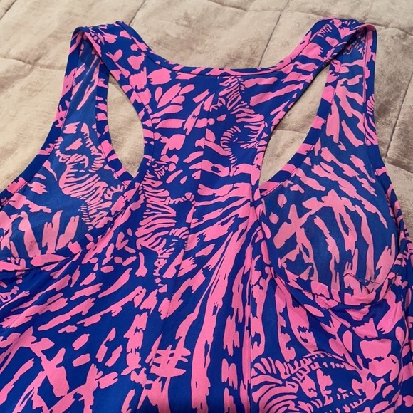 Lilly Pulitzer Silk Dress Blue and Pink Zebra In Grass Betty Racer Back XS - Picture 13 of 16